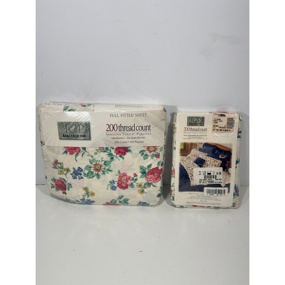 JCP Home Collection Vintage Floral Full Fitted Sheet 200 TC Smooth Touch Percale